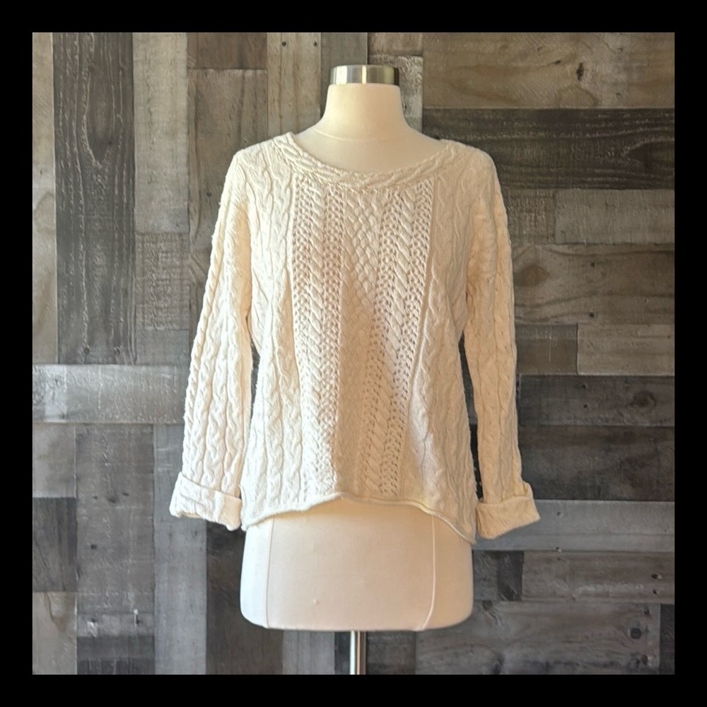 Anthropologie Knitted and Knotted cable knit sweater large coquette cottagecore